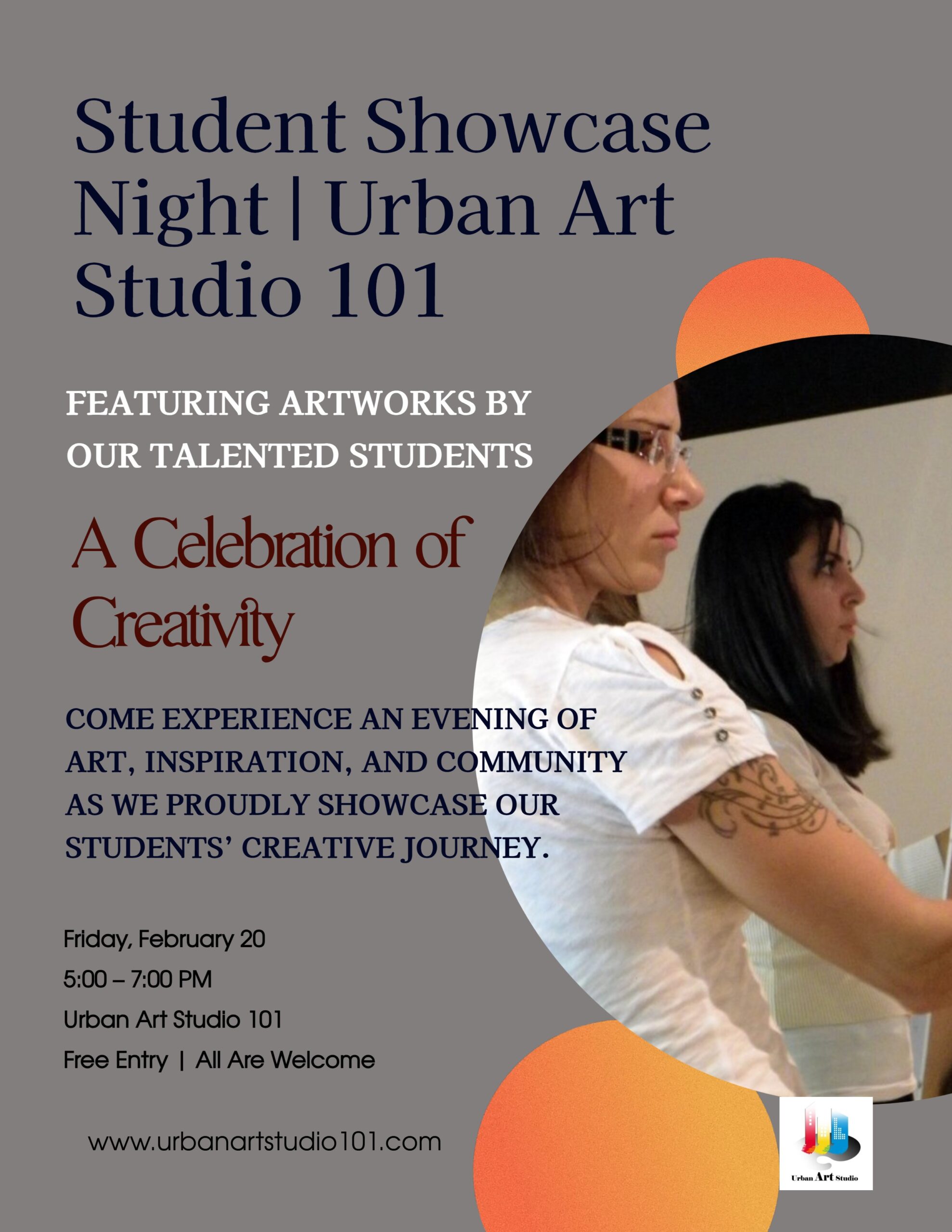 Student Art Exhibition<br />
Urban Art Studio 101</p>
<p>A Celebration of Creativity, Growth, and Artistic Voice
